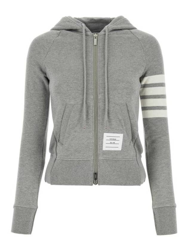 Engineered 4-Bar Stripe Loopback Jersey Knit Zip Up Hoodie Light Grey - THOM BROWNE - BALAAN 2