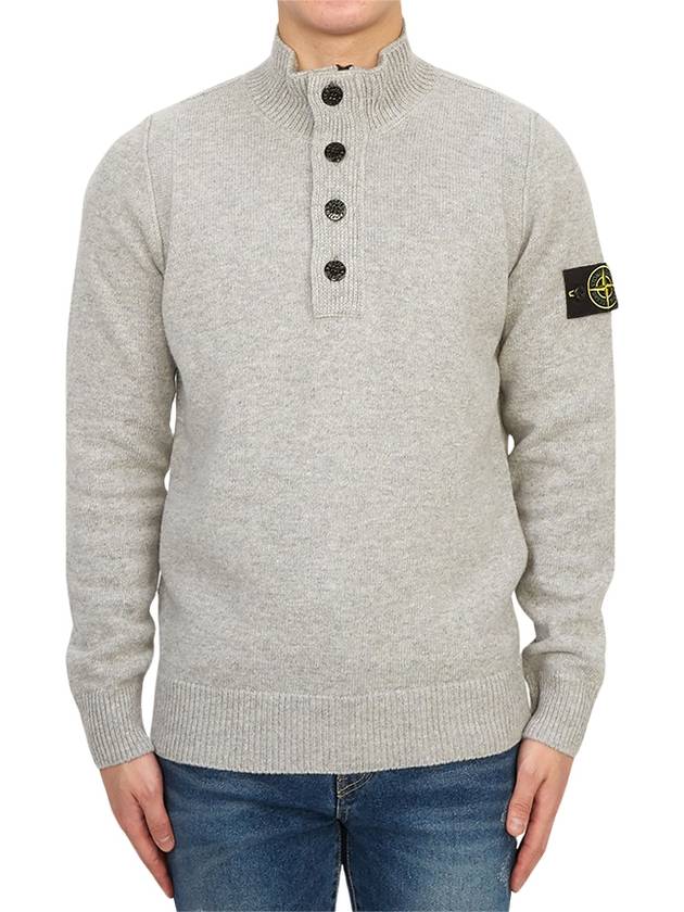 Wappen Patch Button Knit Top Melange Gray - STONE ISLAND - BALAAN 2