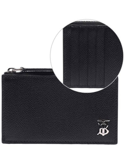 TB Logo Zipper Calfskin Card Wallet Black - BURBERRY - BALAAN 2