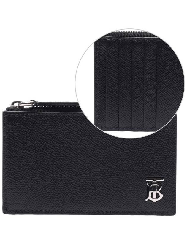 TB Logo Zipper Calfskin Card Wallet Black - BURBERRY - BALAAN 3