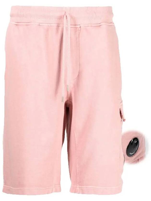 Cotton Fleece Cargo Shorts Pink - CP COMPANY - BALAAN 3