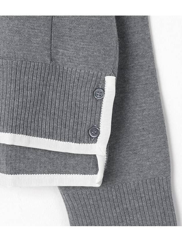 V-Neck Diagonal Armband Cardigan Grey - THOM BROWNE - BALAAN 8