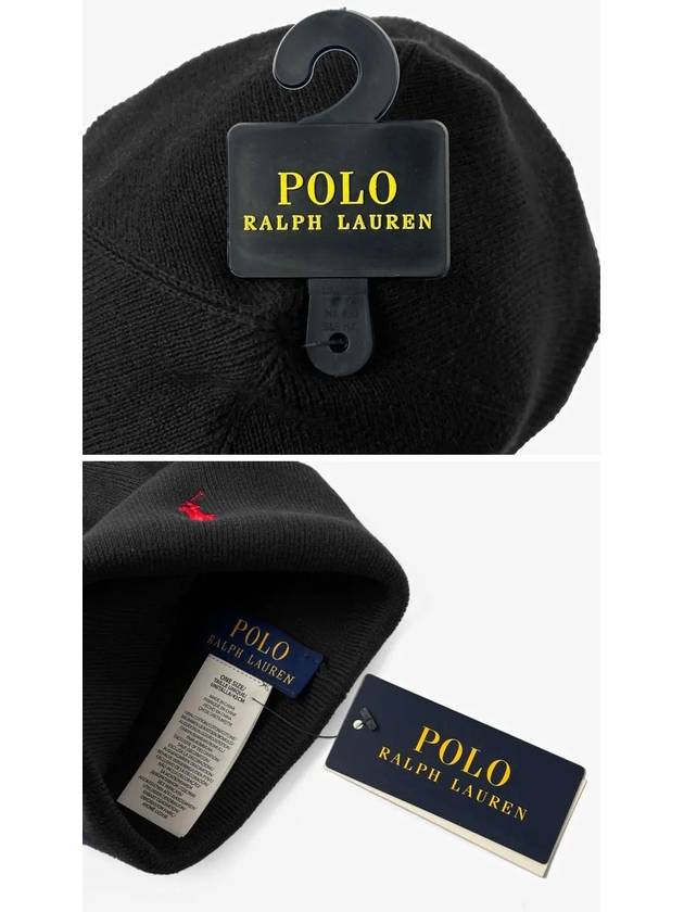 Signature Pony Logo Beanie Black - POLO RALPH LAUREN - BALAAN 4