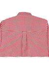 Small Heart Logo Gingham Button Long Sleeves Shirt Red - AMI - BALAAN 10