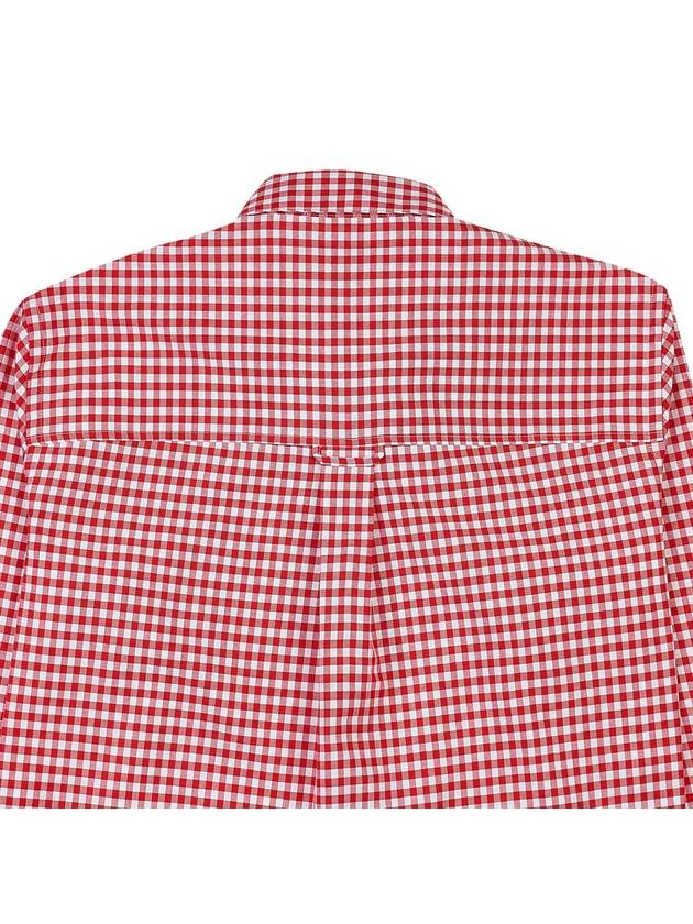 Small Heart Logo Gingham Button Long Sleeves Shirt Red - AMI - BALAAN 10