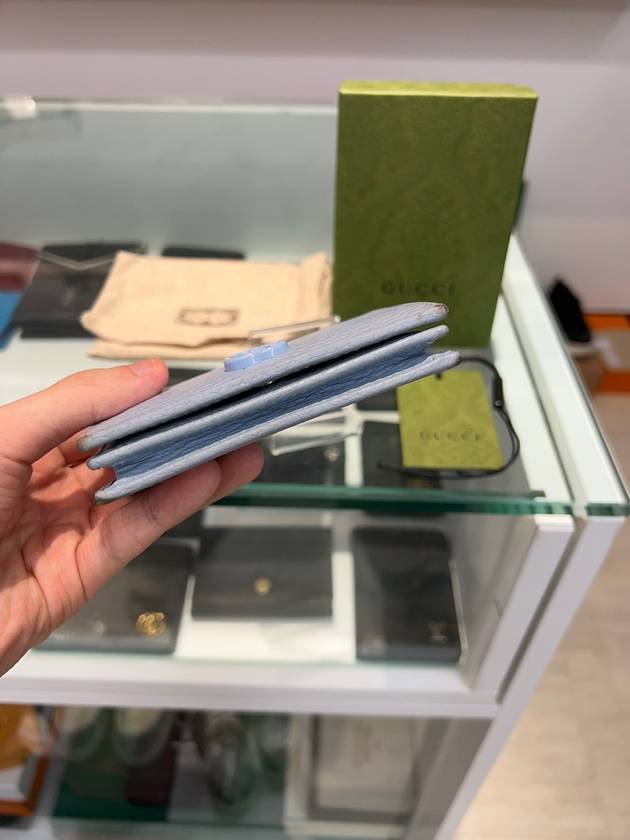 GG Marmont half wallet sky blue - GUCCI - BALAAN 3