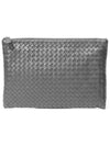 Intrecciato Document Clutch Bag Grey - BOTTEGA VENETA - BALAAN 3