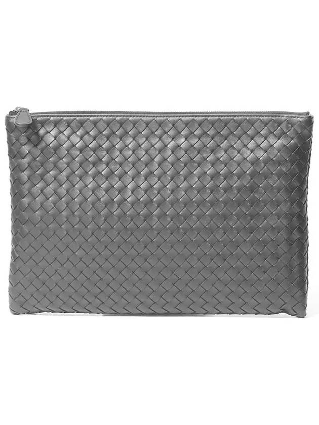 Intrecciato Document Clutch Bag Grey - BOTTEGA VENETA - BALAAN 3