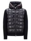 Men's Padded Hooded Wool Cardigan Navy - MONCLER - BALAAN 2