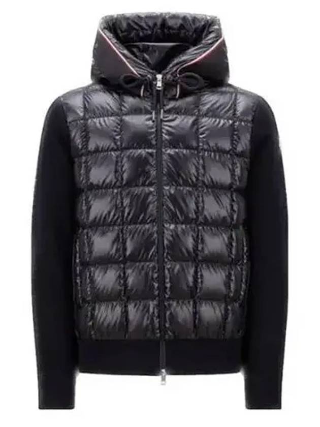 Men's Padded Hooded Wool Cardigan Navy - MONCLER - BALAAN 2