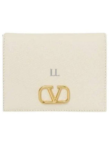 Compact V Logo Signature Calfskin Half Wallet Ivory - VALENTINO - BALAAN 2