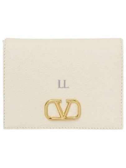 Compact V Logo Signature Calfskin Half Wallet Ivory - VALENTINO - BALAAN 2