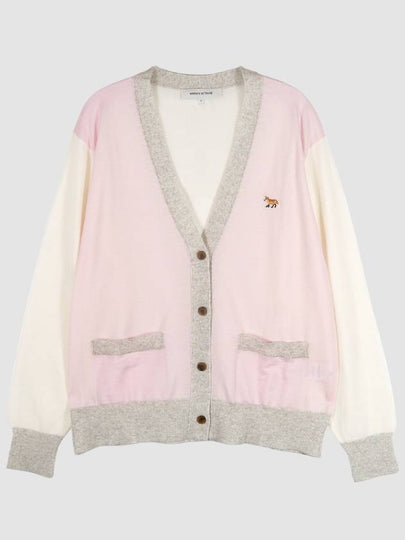 Baby Fox Patch Color Block Cardigan Pale Pink - MAISON KITSUNE - BALAAN 2