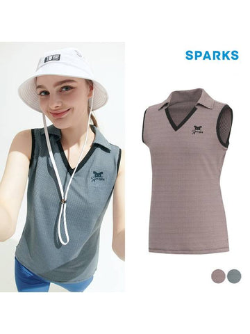 Sleeveless V-Neck Collar T-Shirt SL2LTL037 - SPARKS - BALAAN 1