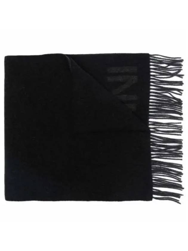 Logo Fringe Muffler Black - GANNI - BALAAN 2