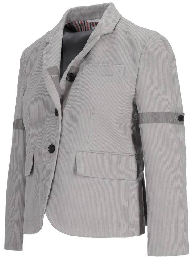 FIT 3 - HIGH ARMHOLE SPORTCOAT (UNCONSTRUCTED) W/ TONAL GG PLACKET AND ARMBAND IN CORDUROY - THOM BROWNE - BALAAN 2