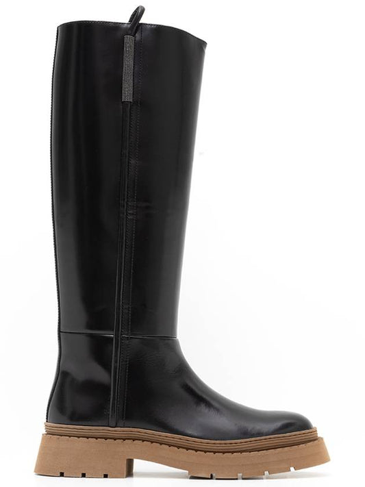 leather long boots black - BRUNELLO CUCINELLI - BALAAN.