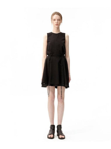 Flared Sleeveless Short Dress Black - MONOPHOBIA - BALAAN 1