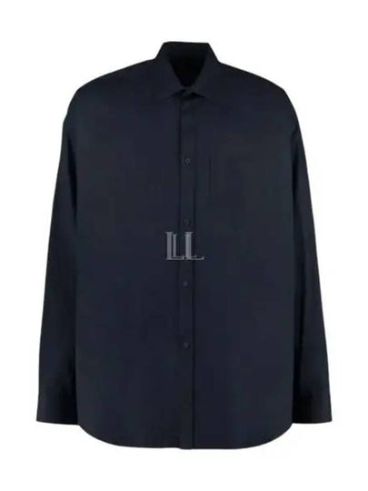 Micro Canvas Oversized Cocoon Long Sleeve Shirt Midnight Blue - BALENCIAGA - BALAAN 2