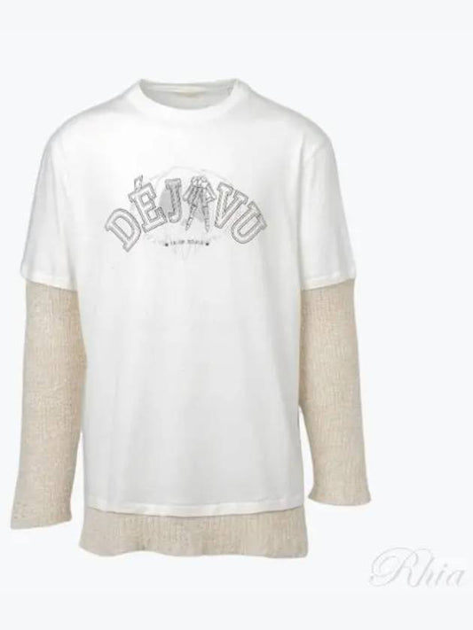 Deja Vu Print Layered Long Sleeve T-Shirt White - OUR LEGACY - BALAAN 2