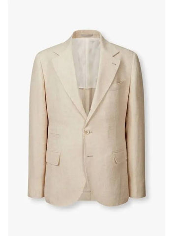 Men s Linen Wool Silk Single Jacket Light Beige - BRUNELLO CUCINELLI - BALAAN 1