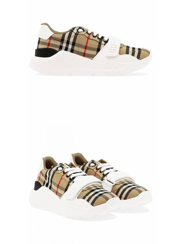 Vintage Check And Leather Sneakers White Archive Beige - BURBERRY - BALAAN 5