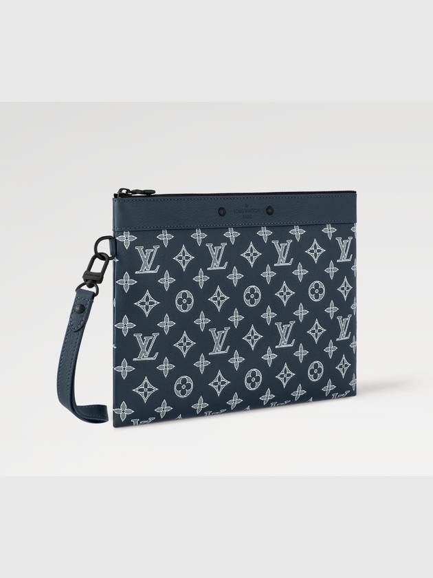 Men's Pochette To Go Monogram Shadow Leather Pouch Bag Ink Blue - LOUIS VUITTON - BALAAN 3