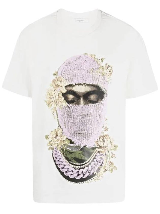 Mask Rose Print Short Sleeve T-Shirt White - IH NOM UH NIT - BALAAN 1