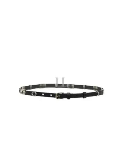 Odena Calfskin Leather Belt Silver Black - ISABEL MARANT - BALAAN 2