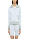 Women's 4-Bar Funnel-Neck Zip-Up Jacket Blue - THOM BROWNE - BALAAN 2