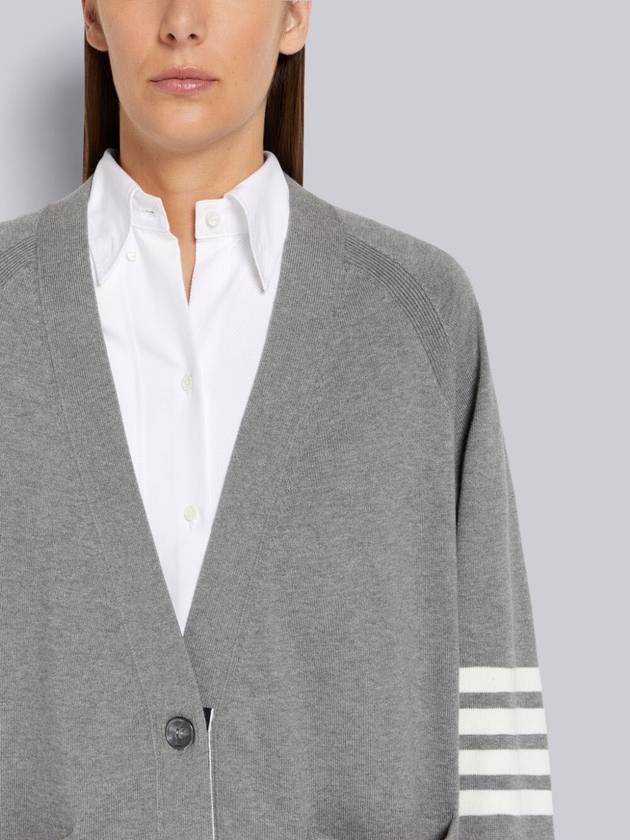 Stitched Cotton 4 Bar Cardigan Grey - THOM BROWNE - BALAAN 3