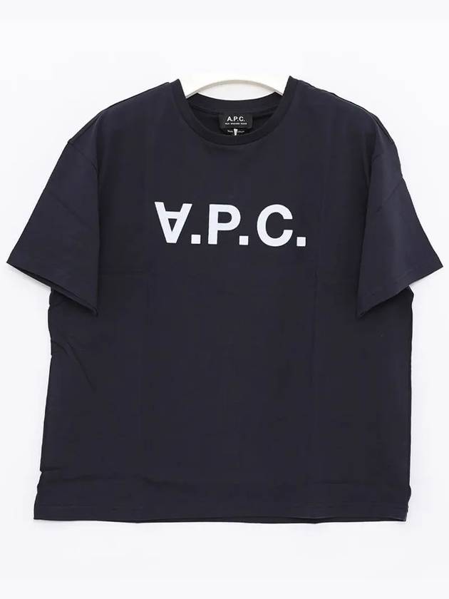 Logo Print Crew Neck Short Sleeve T-Shirt Navy - A.P.C. - BALAAN 2