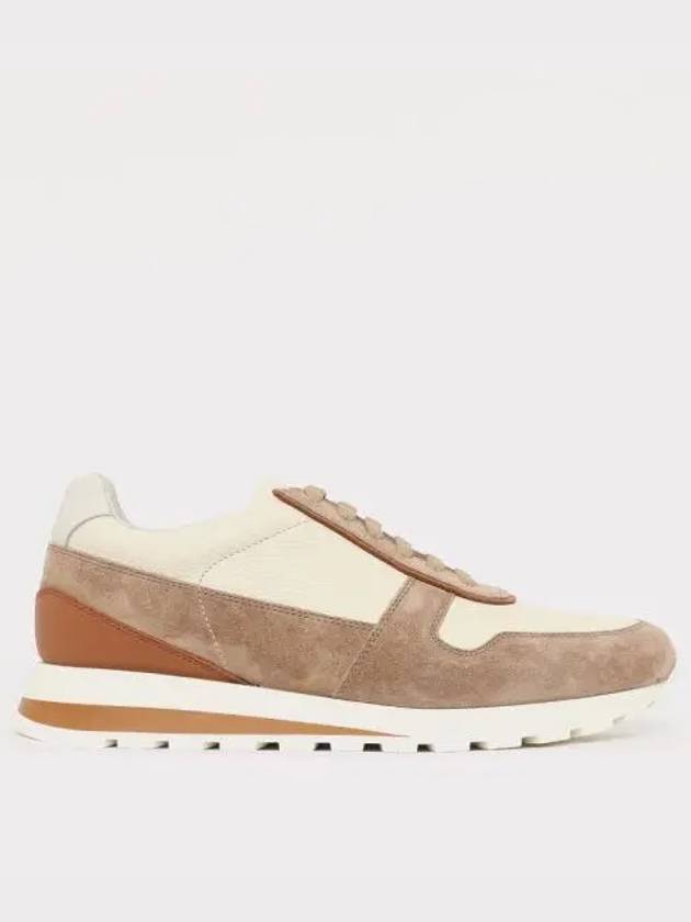 OLIMPO Texture Leather & Suede Sneakers MZUAVLA289 B0081187027 - BRUNELLO CUCINELLI - BALAAN 2