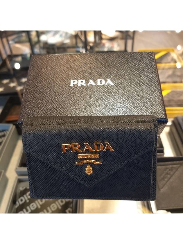 Saffiano Metal Logo Tri-Fold Half Wallet Black - PRADA - BALAAN 2