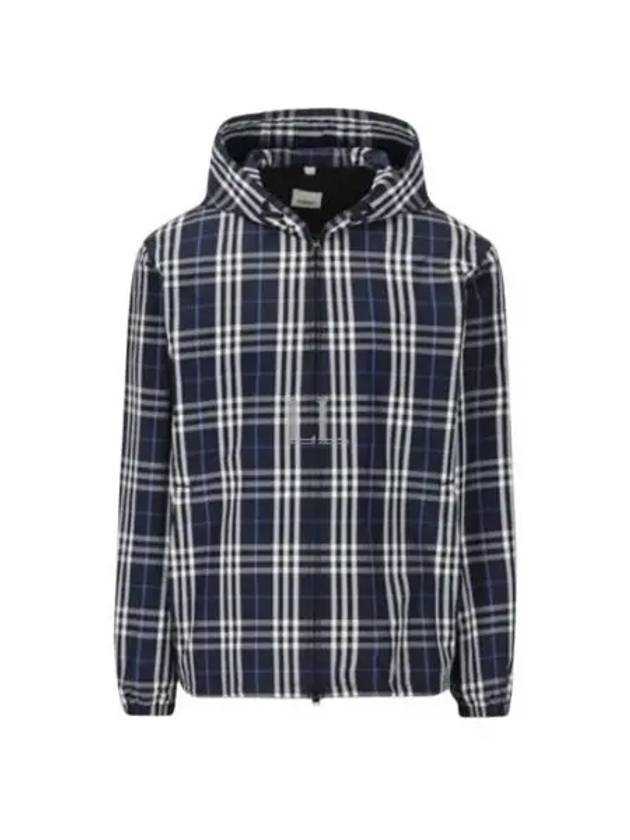 Check Polyamide Hooded Jacket Navy - BURBERRY - BALAAN 2