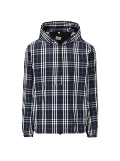 Check Polyamide Hooded Jacket Navy - BURBERRY - BALAAN 2