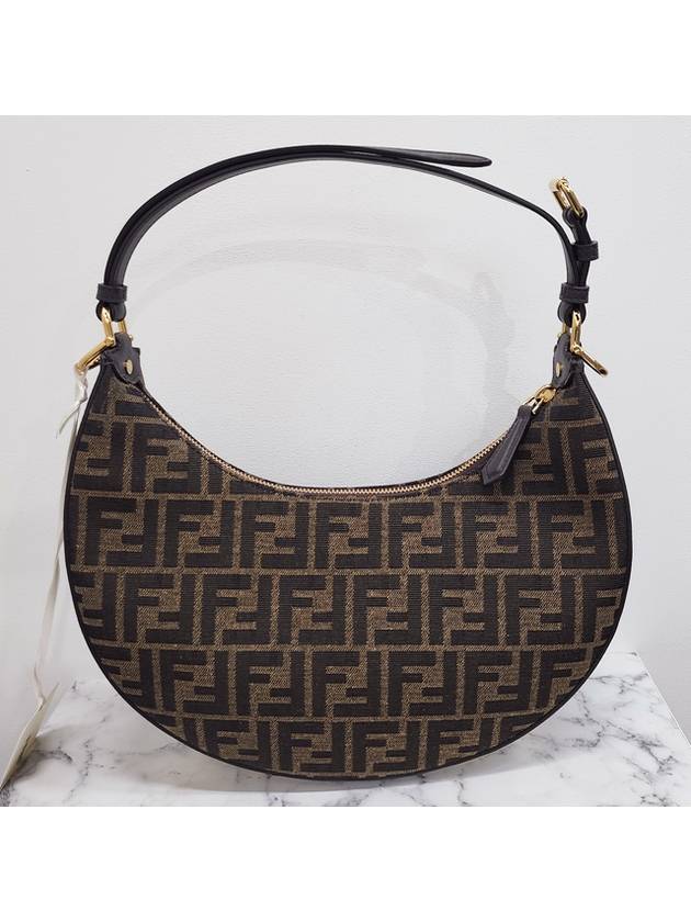 Fendigraphy FF Logo Small Fabric Hobo Shoulder Bag Brown - FENDI - BALAAN 5