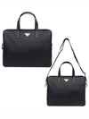 triangle logo saffiano leather brief case black - PRADA - BALAAN 2