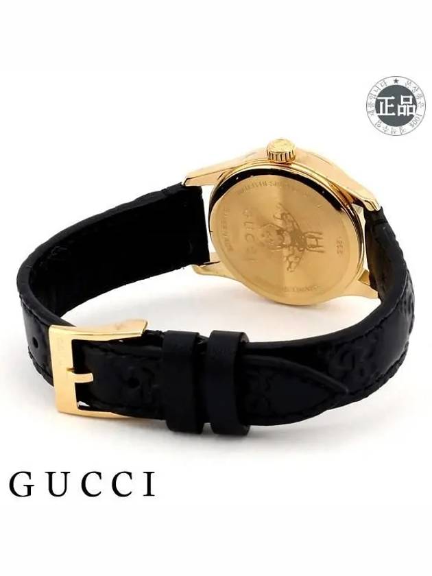 Women's G Timeless Quartz Leather Watch Black - GUCCI - BALAAN 7