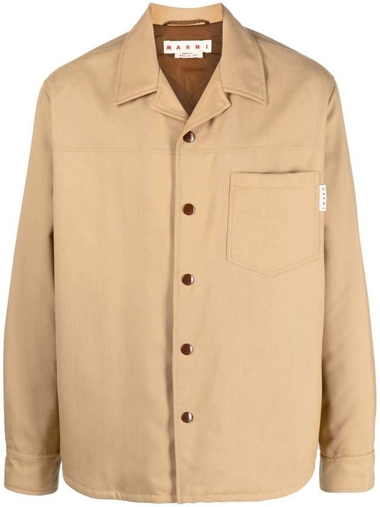 Men's Wool Shirt Jacket Beige - MARNI - BALAAN 1