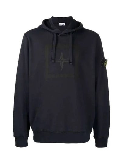 Men's Wappen Patch Box Logo Hoodie Navy - STONE ISLAND - BALAAN 2