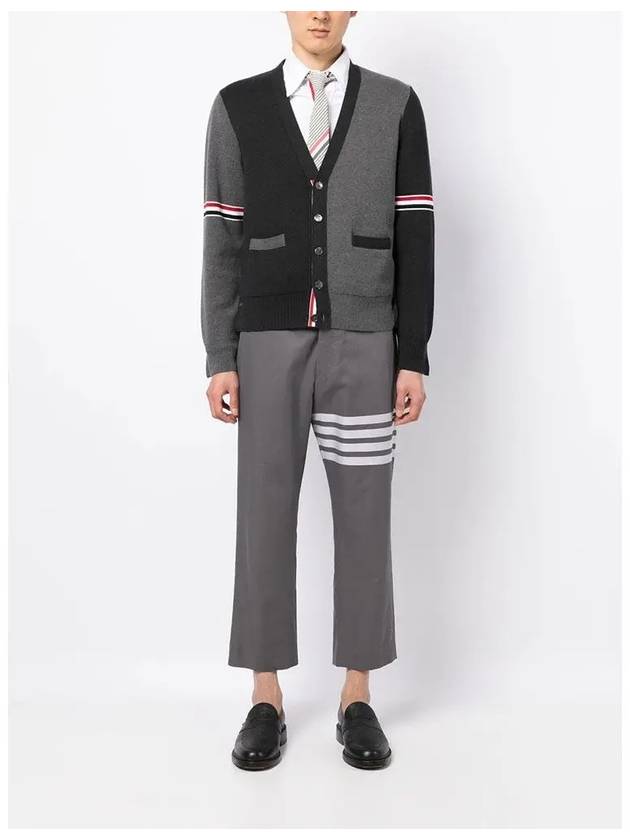 Funmix Cotton ArmBand V-Neck Cardigan Tonal Grey - THOM BROWNE - BALAAN 4