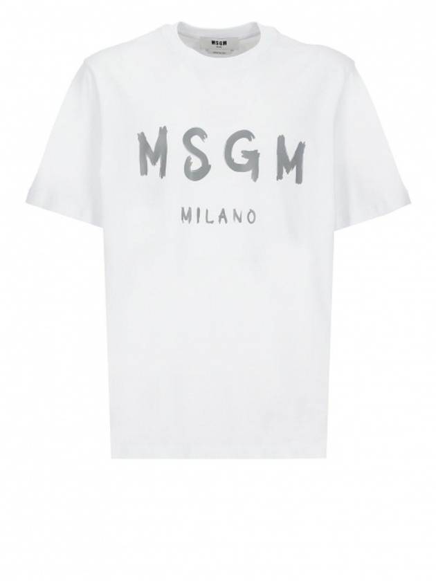 Milano Brushed Logo Cotton Short Sleeve T-Shirt White - MSGM - BALAAN 2