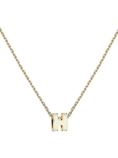 Mini Pop H Pendant Necklace Gold Blanc White - HERMES - BALAAN 1