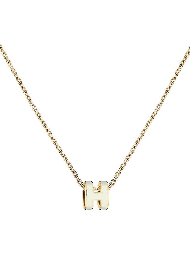 Mini Pop H Pendant Necklace Gold Blanc White - HERMES - BALAAN 1