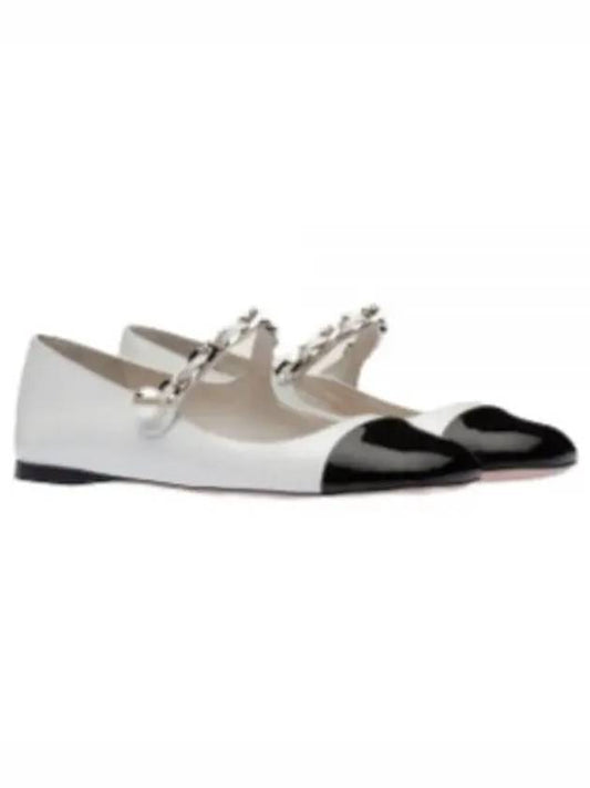 Miu Miu Patent Leather Ballerina Flats Black White - MIU MIU - BALAAN 2