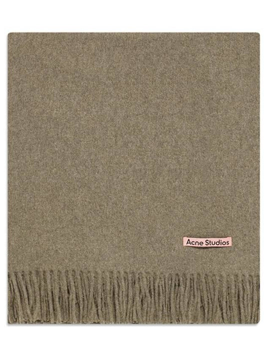 Studios Signature Logo Wool Muffler Light Olive Melange - ACNE STUDIOS - BALAAN.