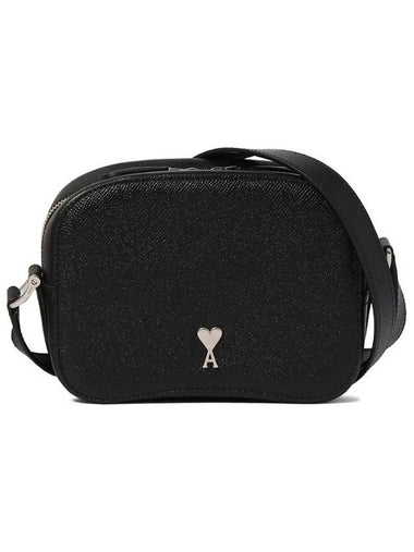 Grained Leather Camera Cross Bag Black - AMI - BALAAN 1