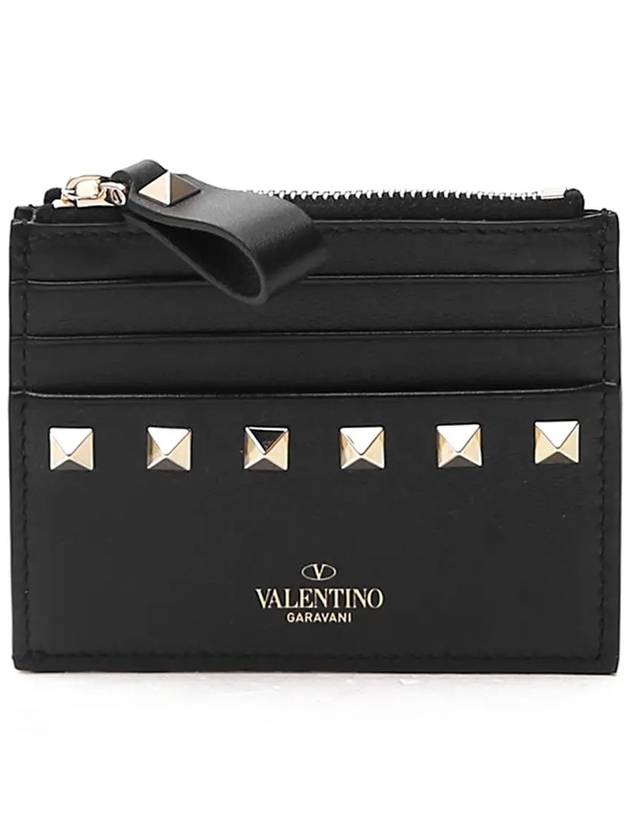 Women's Rockstud Coin Card Wallet Black - VALENTINO - BALAAN 2