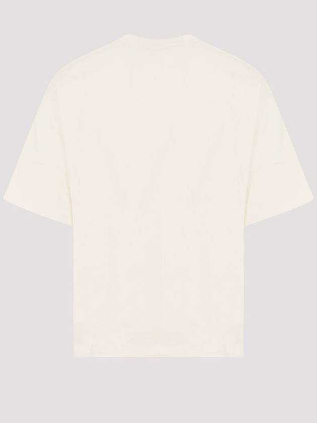 Leather Detailing Short Sleeve T-Shirt Ivory - BOTTEGA VENETA - BALAAN 3